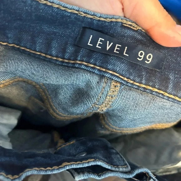Level 99 Dark Wash Skinny Ankle Fray Jeans - Picture 3 of 5